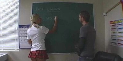 Sexy schoolgirl Riley Evans fucked in the classroom