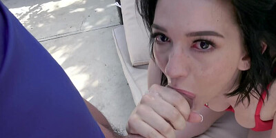 Caring mommy is helping her stepson with his sex problem