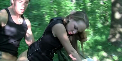 Dorothea Albina is fucked on the park bench by a stranger