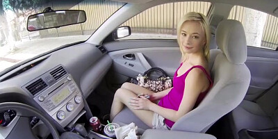 Blonde alluring lady Maddy Rose hitch and gets screwed by a stranger