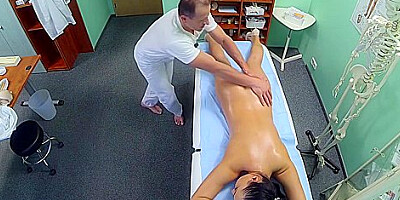 Tanned Nurse Gets More Then A Massage From