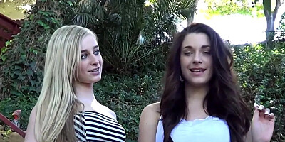 Lesbian teens having fun on camera