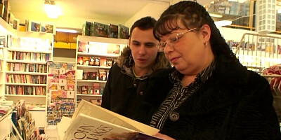 Fat BBW GILF sucking and riding the younger fella