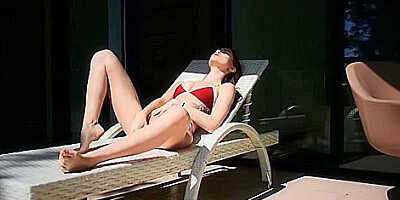 Sexy teen 18+ In Bikini Sucks And Fucks A Dildo On Balcony - Solazola