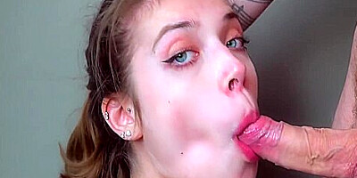 Stepsister Tasting Stepbrothers Cum - Close Up Deepthroat Blowjob 19 Min