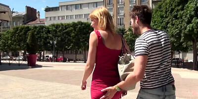 1st time casting couch of a pretty young small titted parisian girl getting