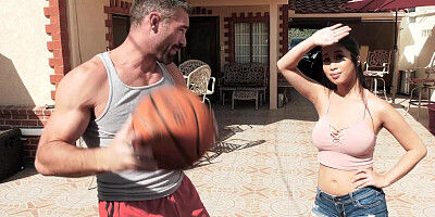 Petite babe scores big on