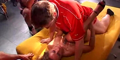 Tattooed Milf gets gangbanged