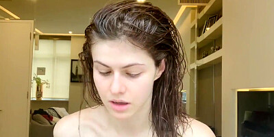 Cute pornstar changes dresses online on quarantine