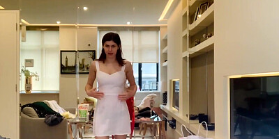 Cute pornstar changes dresses online on quarantine