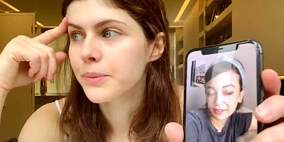 Cute pornstar changes dresses online on quarantine