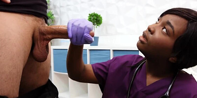 Girl cheats on guy with nerdy blonde nurse and her black workmate