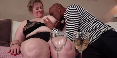 Fat mature whore enjoys anal sex with black stud