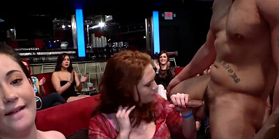 CFNM party featuring a male stripper and horny women