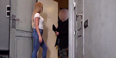 Russian blonde makes debt collector fuck her properly