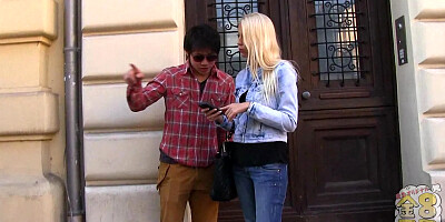 Blond-haired Euro girl strips naked