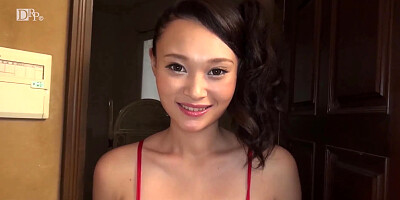 Busty asian babe sucking his cock and licking balls