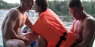 Three men in a boat