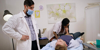 Big ass nurse that loves to play rough is sucking a large cock