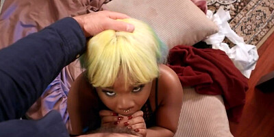 Blonde Ebony girl with big melons is banged by the white man