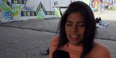 Sheila Ortega shakes tits and ass while riding hard cock outside