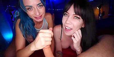 Jewelz Blu, Leda Elizabeth - Double Blowjob Cum Countdown