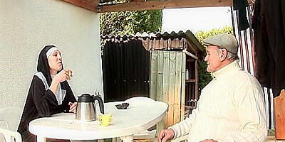 Young French Nun Fucked Hard In Threesome With Papy 36 Min