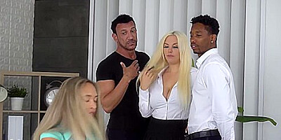 Briana Banderas, Blondie Fesser - Company Bosses Fuck Bisexual Secretaries In Interracial Office Orgy