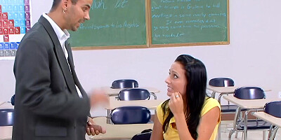 Bimbo Kira Kane Fucks Her Teacher's Assistant in Classroom So She Won't Fail!