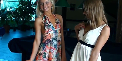 A sunny day used in the best way by a blonde and a brunetter