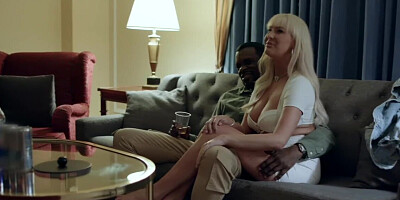 A couple of big black cocks are fucking a thick blonde