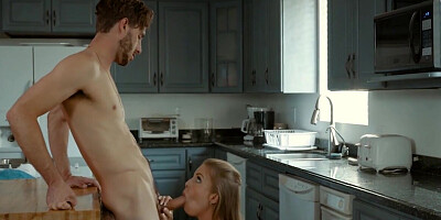 Dude fucks his yummy-looking stepmom in the kitchen