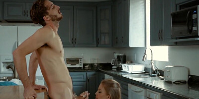 Dude fucks his yummy-looking stepmom in the kitchen