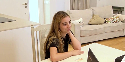 Blonde nervous college babe tries a porn casting: Irina is 18 and very nervous!