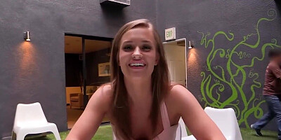 April Brookes deepthroating before missionary POV