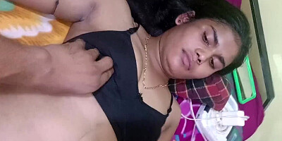 Hairy Desi babe giving a blowob and getting teased