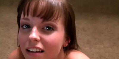 Cute brunette giving a handjob in one part of a comp