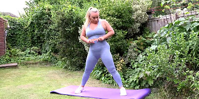 Aunt Judy's - Busty Blonde MILF Eva May - Outdoor Yoga Workout