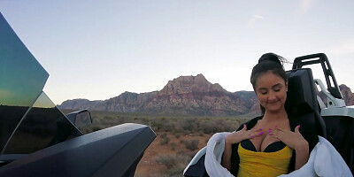 Leggy and lusty Latina shows off in Vegas and fucks too