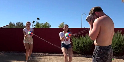 Cool pool sex with two gorgreous hotties who played strip volleyball