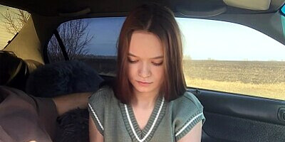 Schoolgirl gave a public blowjob in car and asked to take her home