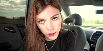 Brunette failed her driving test. Instructor fucked student in the car.