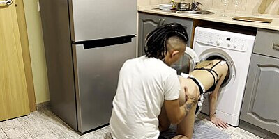 FUCKED THE MAID WHILE SHE WAS STUCK IN THE WASHING MACHINE