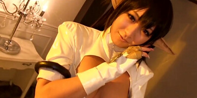 Cosplaying Hitomi Kitagawa deepthroating