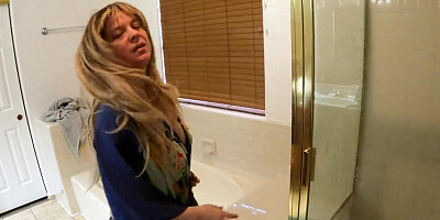 Stepmom needs help with the tub and calls her stepson