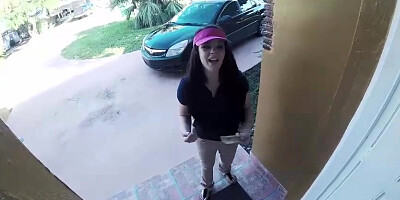 Pizza delivery girl Kimber Woods earns money for sex