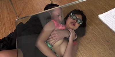 Nerdy French student copulates with impudent teacher