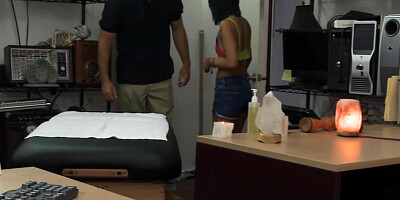 Asian babe banged by nasty pawn keeper to earn extra money