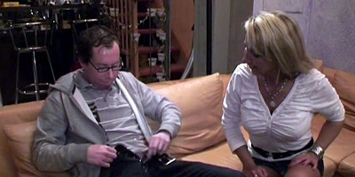 Awesome German matures enjoy cunnilingus from nerdy guy