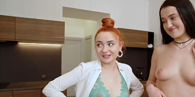 Kinky guy and two depraved girls fucking in a threesome